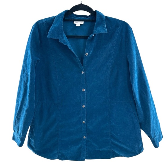 J. Jill Blue Corduroy Long Sleeve Button Down Shirt - Picture 1 of 4